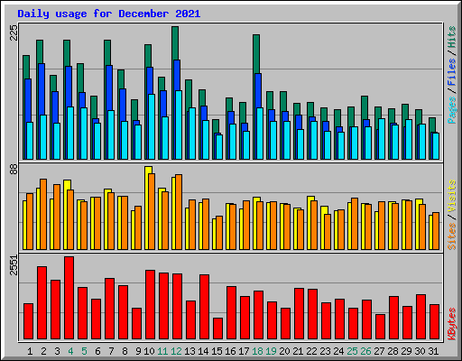 Daily usage for December 2021