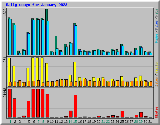 Daily usage for January 2023