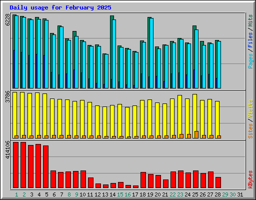 Daily usage for February 2025