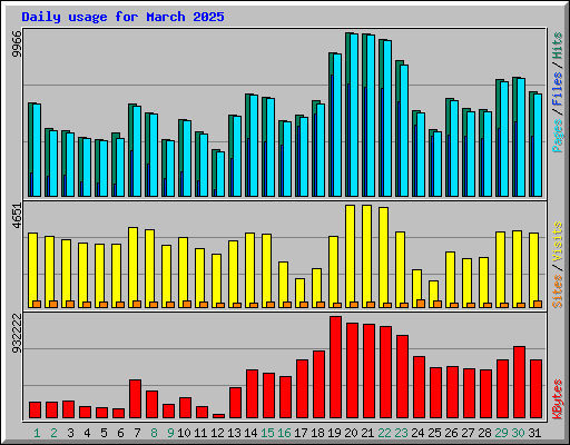 Daily usage for March 2025
