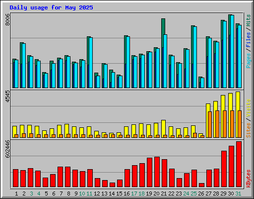 Daily usage for May 2025