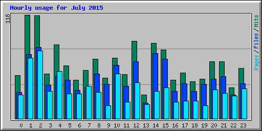 Hourly usage for July 2015