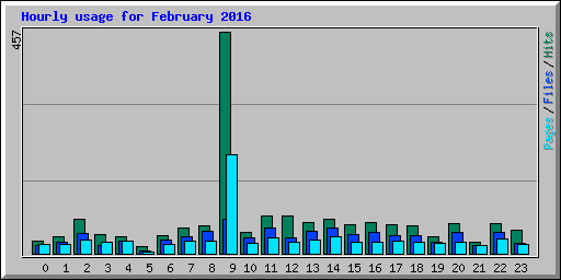 Hourly usage for February 2016